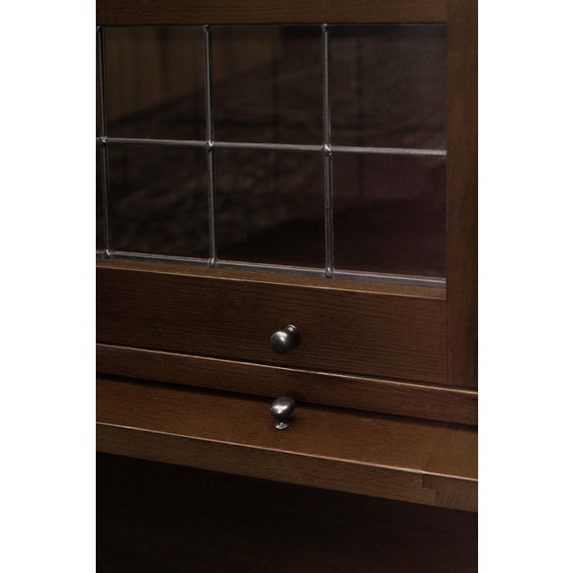 2020s Mission Craftsman Style Oak Barrister Bookcase - Walnut Stain For Sale - Image 5 of 7