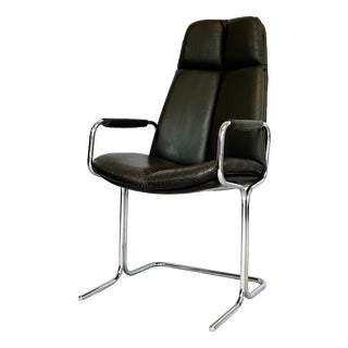 Vintage Cantilever Armchair in Chrome and Leather by Tim Bates for Pieff, 1970s For Sale