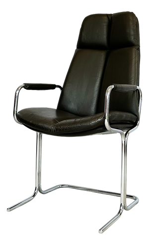 Vintage Cantilever Armchair in Chrome and Leather by Tim Bates for Pieff, 1970s