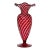 Vintage Murano AVeM Swirling Ruby Red Clear Stripes Italian Art Glass Ruffle Rim Footed Flower Vase For Sale
