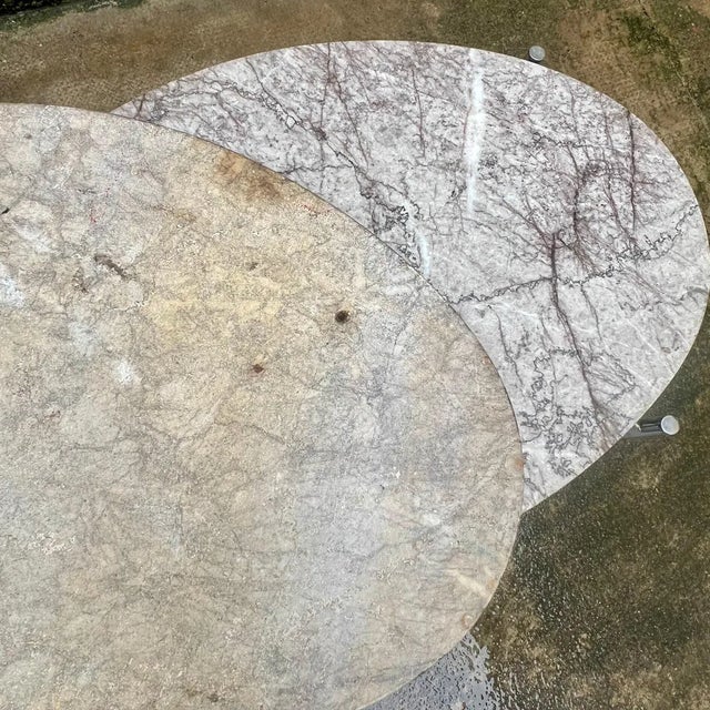 Oval Coffee Tables in Chromed Steel and Marble, Italy, 1960s, Set of 2 For Sale - Image 12 of 13