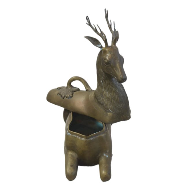 Large Vintage Midcentry Brass Deer Box W/ Handle For Sale - Image 9 of 10