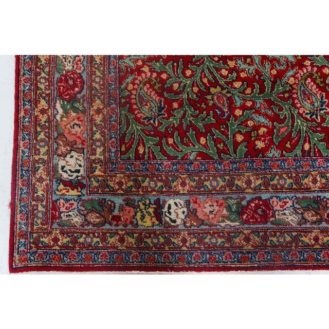 Textile Early 20th Century Persian Tabriz Red Handmade Wool Carpet For Sale - Image 7 of 7