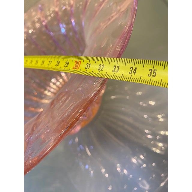 Murano Style Glass Pink Vase With Gold and Bubble Air Round Shape For Sale - Image 6 of 10
