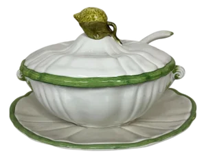 Vintage Italian Soup Tureen Lemon Finial and Underplate
