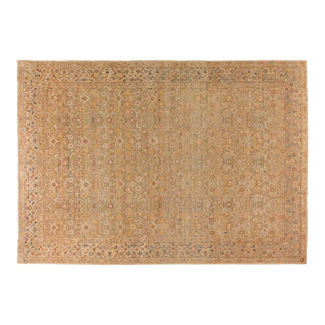 Authentic Turkish Sivas Handmade Wool Beige Rug For Sale
