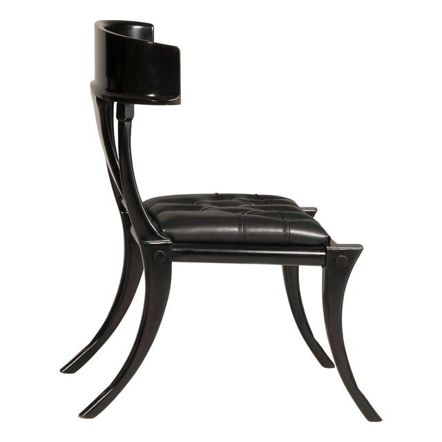 Black Leather Seat and Walnut Chair from Pescetta For Sale