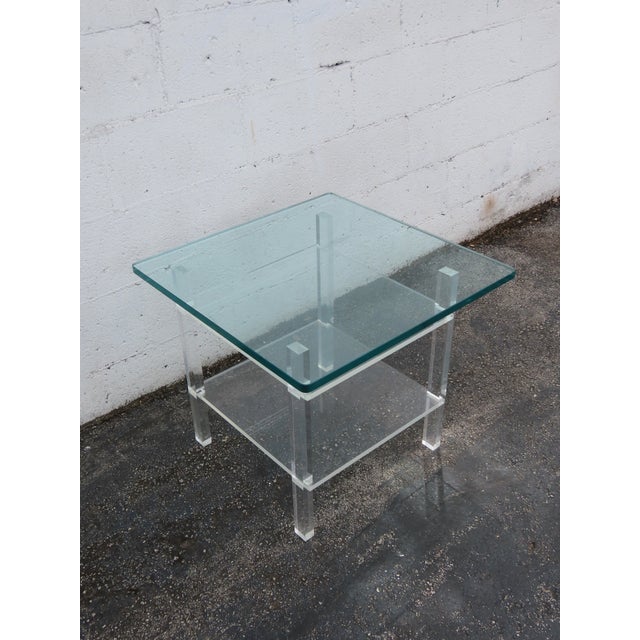 Hollywood Regency Lucite Glass Top Side End Table 6382 For Sale - Image 4 of 15
