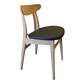 CH30 in Chair Oak and Black Leather by Hans J. Wegner for Carl Hansen & Søn, 1950s For Sale