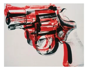 Andy Warhol, Gun (Black and Red on White), Digital Print