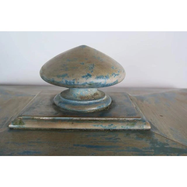 Blue 19th Century English Antique Painted Wine Cooler, Wood & Metal For Sale - Image 8 of 9