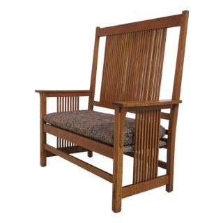 Stickley Mission Oak Spindle Settee Loveseat For Sale