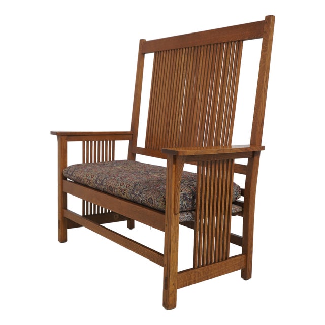 Stickley Mission Oak Spindle Settee Loveseat For Sale