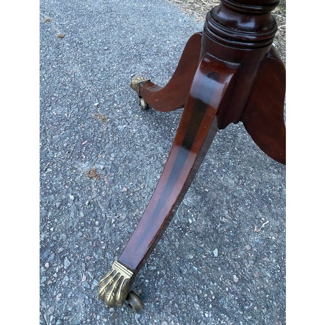 19th Century English Regency Inlaid Side Table on Paw Castors For Sale - Image 4 of 5