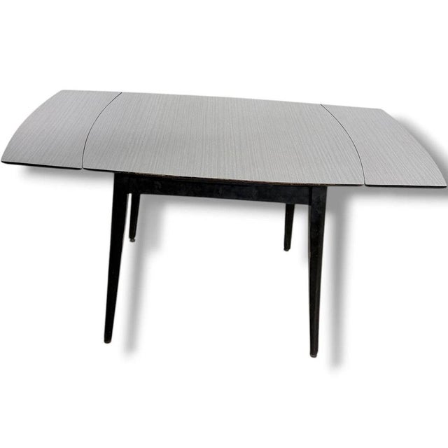 Extendable Dining Table with White Formica Top with Black Legs For Sale - Image 6 of 10