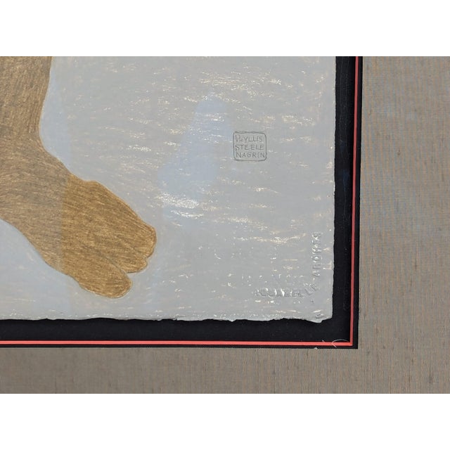 Phyllis Steele Modern Colorful Pastel Drawing of a Pair of Competing Sumo Wrestlers in Red, 20th Century For Sale - Image 9 of 11