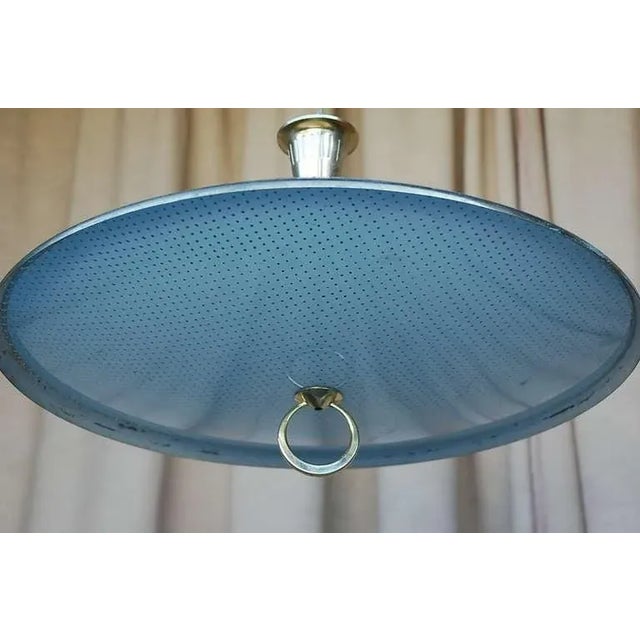 Brass and Textured Glass Pendant Light For Sale In Los Angeles - Image 6 of 9