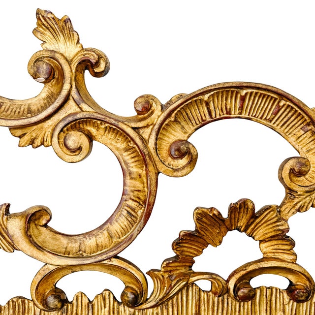 1960s Italian Rococo Louis VI King Size Headboard Carved Giltwood For Sale - Image 4 of 16