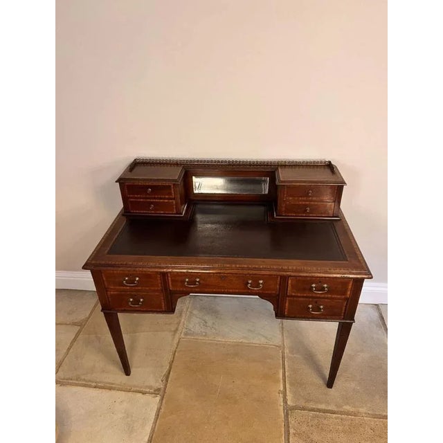 Antique Edwardian Mahogany Inlaid Writing Desk, 1900 For Sale - Image 6 of 10