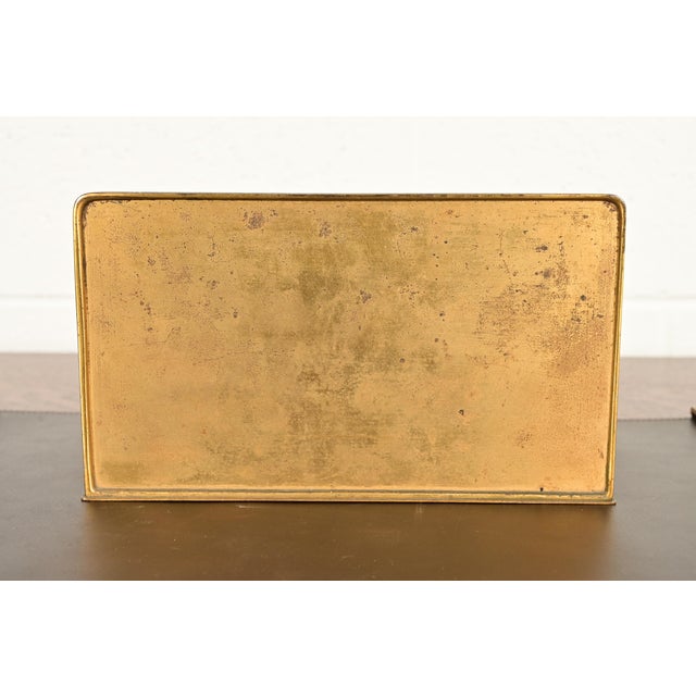 Tiffany Studios New York Bookmark Pattern Bronze Doré and Enamel Letter Rack For Sale - Image 9 of 13