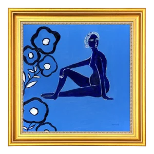 Cubist Nude With Flower Oil Painting by Alexandra Swistak