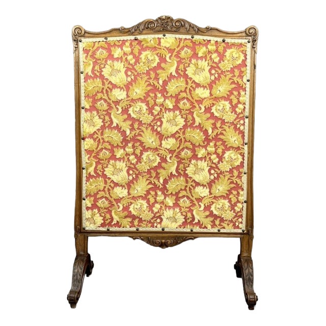 19th Century Wooden Fireplace Screen with Tapestry For Sale