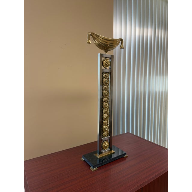 Neoclassical Hand-Cast Ormolu Brass Table Torchère With Marble Base For Sale - Image 3 of 8