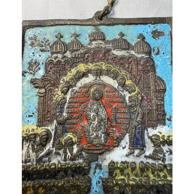 Antique 19th C. Russian Orthodox Enameled Bronze Folding Travel Icon (Skladen) For Sale In New York - Image 6 of 11