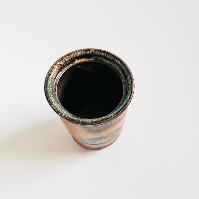 Earth Tone Studio Pottery Vase For Sale - Image 4 of 8