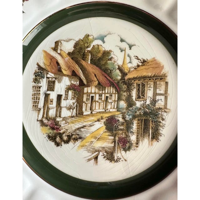 Mid 20th Century Vintage Mid 20th Century Green and Brown Decorative Wall Plate For Sale - Image 5 of 9