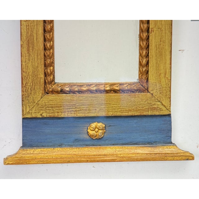 Vintage Blue and Gold Gustavian Twin Mirrors, Set of 2 For Sale - Image 5 of 7