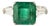 Vintage Platinum 4.35ctw Gia Green Emerald Diamond Three Stone Cocktail Ring, Size 4.25 For Sale