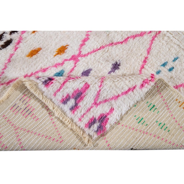 21st Century Modern Moroccan-Style Wool Rug For Sale - Image 9 of 13