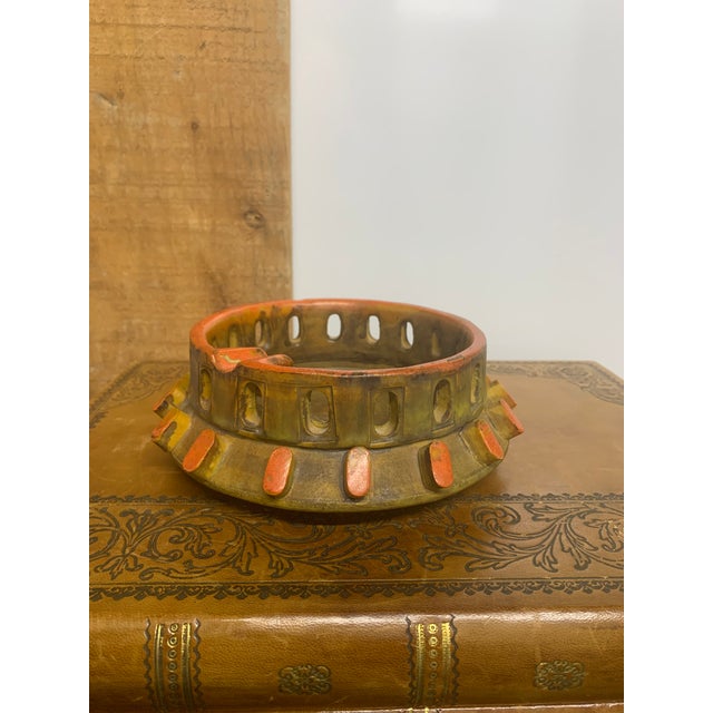 Mid 20th Century Italian Alvino Bagni Sea Garden Glazed Ceramic Ashtray/Catchall Dish in Burnt Orange For Sale In Dallas - Image 6 of 6