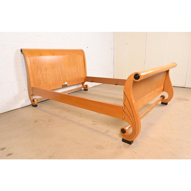 Baker Furniture Biedermeier Primavera and Parcel Ebonized Queen Size Sleigh Bed For Sale - Image 13 of 13