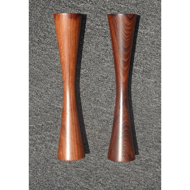 Vintage Danish Modern Style Brown Walnut Candle Holders - a Pair For Sale In Los Angeles - Image 6 of 11