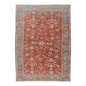 Early 20th Century Antique Persian All-Over Heriz Rug With All-Over Geometric Design