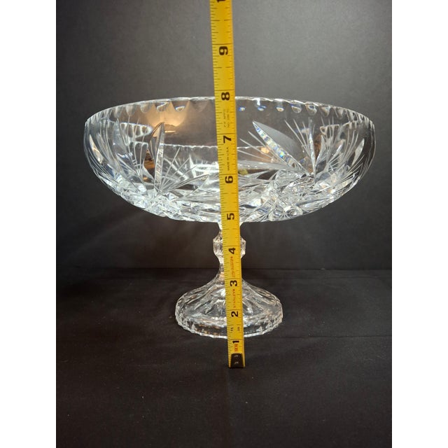 Antique Abp Cut Glass Pedestal Bowl Large 10.75 Centerpiece Compote Pinwheel Hobstar For Sale - Image 12 of 13