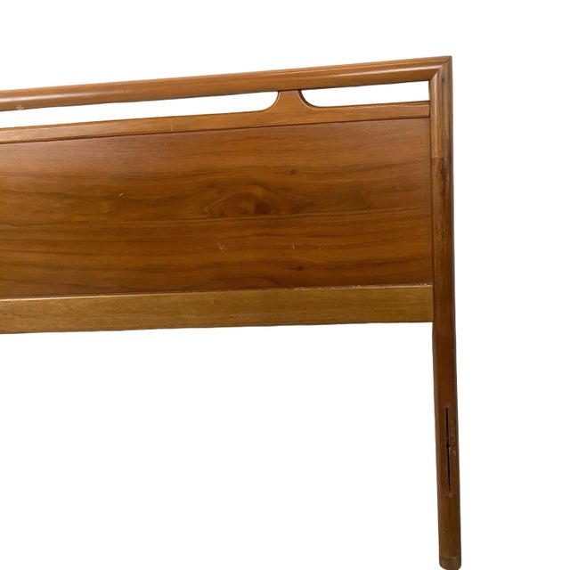Mid-Century Modern Mid-Century Walnut Headboard, Full Size, Sculptural Upper Detail For Sale - Image 3 of 12
