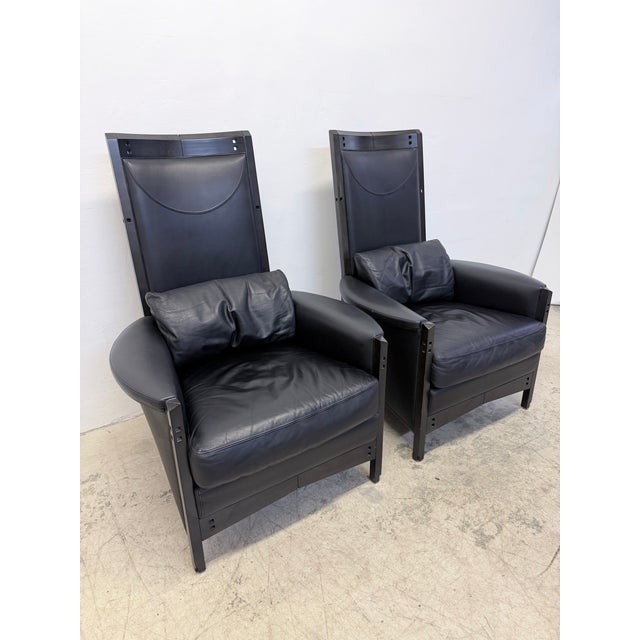 1990s Umberto Asnago Black Leather Peggy Lounge Chairs for Georgetti, 1990s - A Pair For Sale - Image 5 of 18