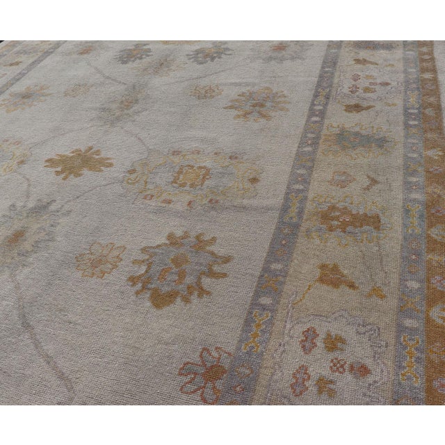 Taupe Turkish Oushak Rug in Gray With Faded Gold, Taupe, and Dusty Blue 10'6 X 14'0 For Sale - Image 8 of 15