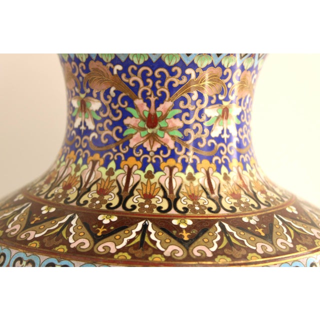 Large 17.75" VTG Chinese Cloisonne Vase, Jingfa Beijing Enamel Factory, Stunning For Sale In Dallas - Image 6 of 13