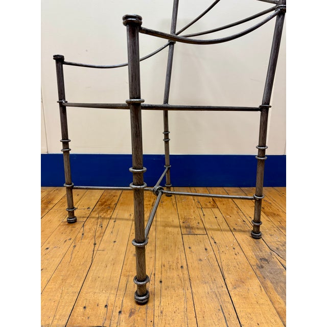 Giacometti Inspired Vintage Neoclassical Wrought Heavy Iron Dining Chairs - Set of 6 For Sale In Boston - Image 6 of 16