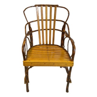 A Nice Vintage Adirondack Bentwood Armchair With A Tortoise Finish For Sale