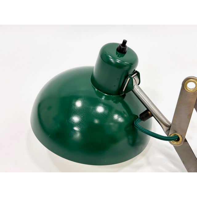 Industrial Dark Green Scissor Wall Lamp, 1950s For Sale - Image 6 of 18