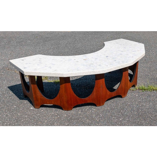 Mid-Century Modern Walnut Veneer and Terrazzo Marble Coffee Table For Sale In New York - Image 6 of 18
