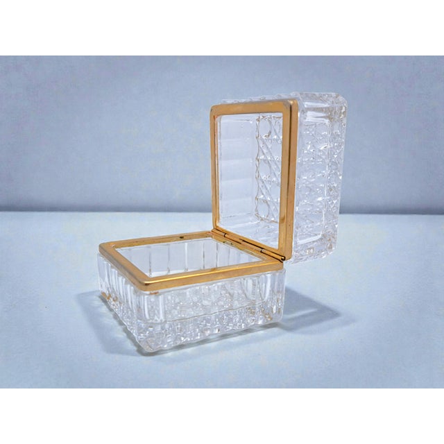 Metal French Crystal Jewelry Box in the style of Baccarat, 1960s For Sale - Image 7 of 9