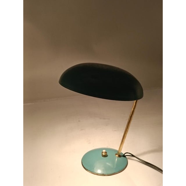 Blue Metal and Brass Table Lamp, Italy, 1950s For Sale - Image 11 of 13