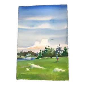 Taking a Walk on the Island Original Watercolor