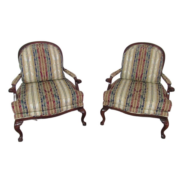 Pair of 1980s Thomasville Club Chairs Designer French For Sale